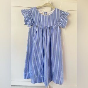 The Oaks Apparel Girls Classic Stripe Flutter Sleeve Dress